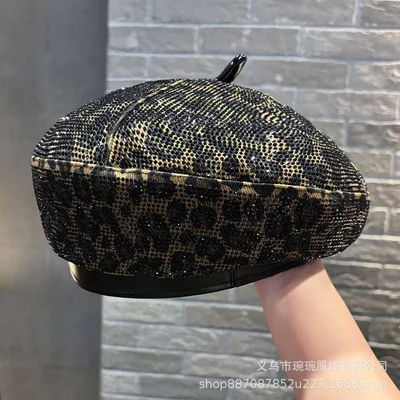 Crystal-Covered PU Beret, product photo 4