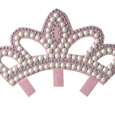 Pink Crown Pearl-and-Rhinestone Applique, Reference view 1