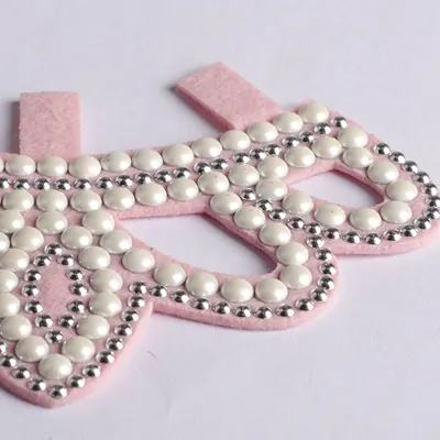 Pink Crown Pearl-and-Rhinestone Applique, Reference view 2