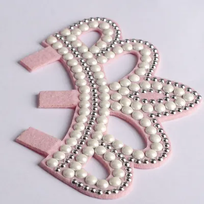 Pink Crown Pearl-and-Rhinestone Applique, Reference view 3