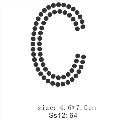 Rhinestone Alphabet Letter Appliques, Letter C