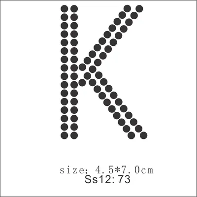 Rhinestone Alphabet Letter Appliques, Letter K