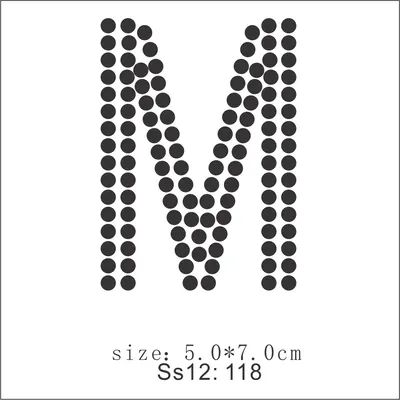 Rhinestone Alphabet Letter Appliques, Letter M