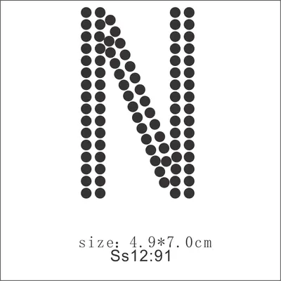Rhinestone Alphabet Letter Appliques, Letter N