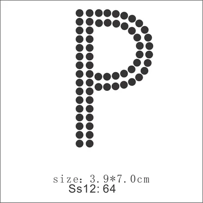 Rhinestone Alphabet Letter Appliques, Letter P