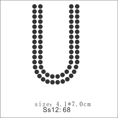 Rhinestone Alphabet Letter Appliques, Letter U