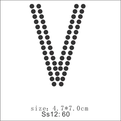 Rhinestone Alphabet Letter Appliques, Letter V