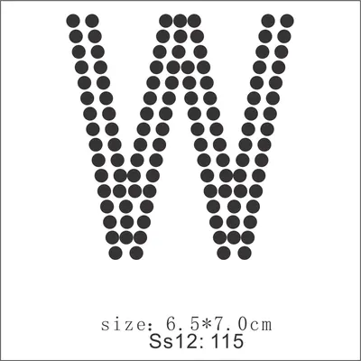 Rhinestone Alphabet Letter Appliques, Letter W