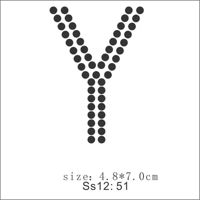 Rhinestone Alphabet Letter Appliques, Letter Y