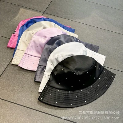 Satin-Look Rhinestone Bucket Hat, product photo 3
