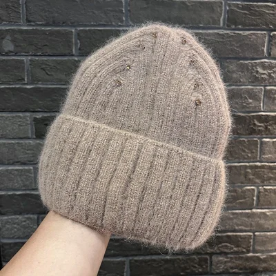 Striped Rhinestone Knit Beanie, product photo 14