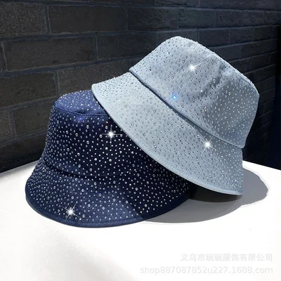 Crystal-Dotted Denim Bucket Hat, product photo 2