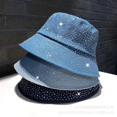 Crystal-Dotted Denim Bucket Hat, product photo 3