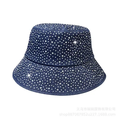 Crystal-Dotted Denim Bucket Hat, product photo 4