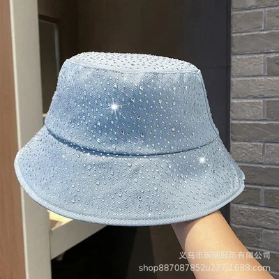 Crystal-Dotted Denim Bucket Hat, product photo 5