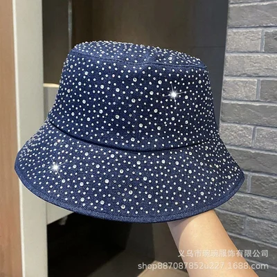 Crystal-Dotted Denim Bucket Hat, product photo 6