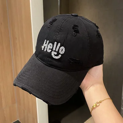 Washed Hello Crystal Baseball Cap, product photo 1