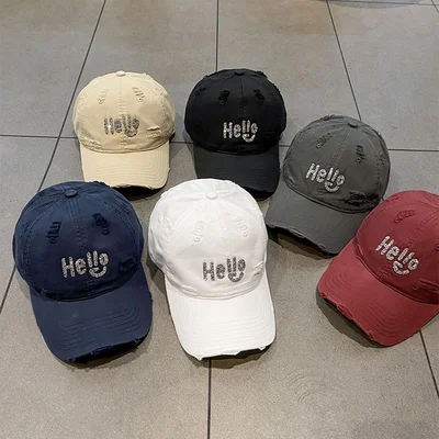 Washed Hello Crystal Baseball Cap, product photo 3