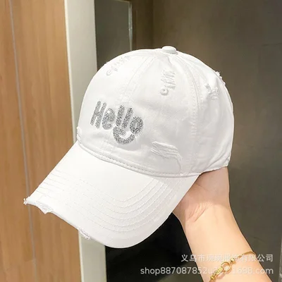 Washed Hello Crystal Baseball Cap, product photo 5