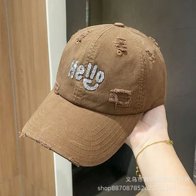 Washed Hello Crystal Baseball Cap, product photo 8