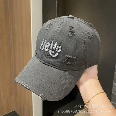 Washed Hello Crystal Baseball Cap, product photo 10