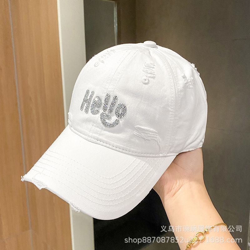 Washed Hello Crystal Baseball Cap, view 5