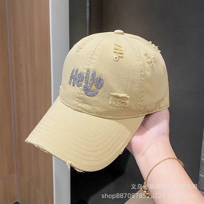 Washed Hello Crystal Baseball Cap, view 9