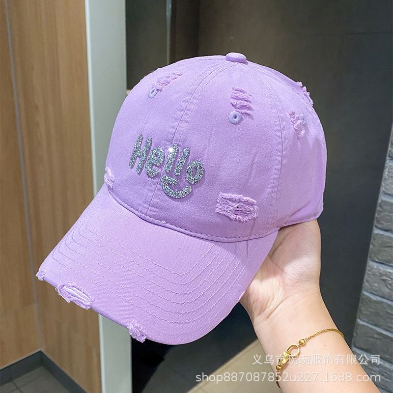 Washed Hello Crystal Baseball Cap, view 11