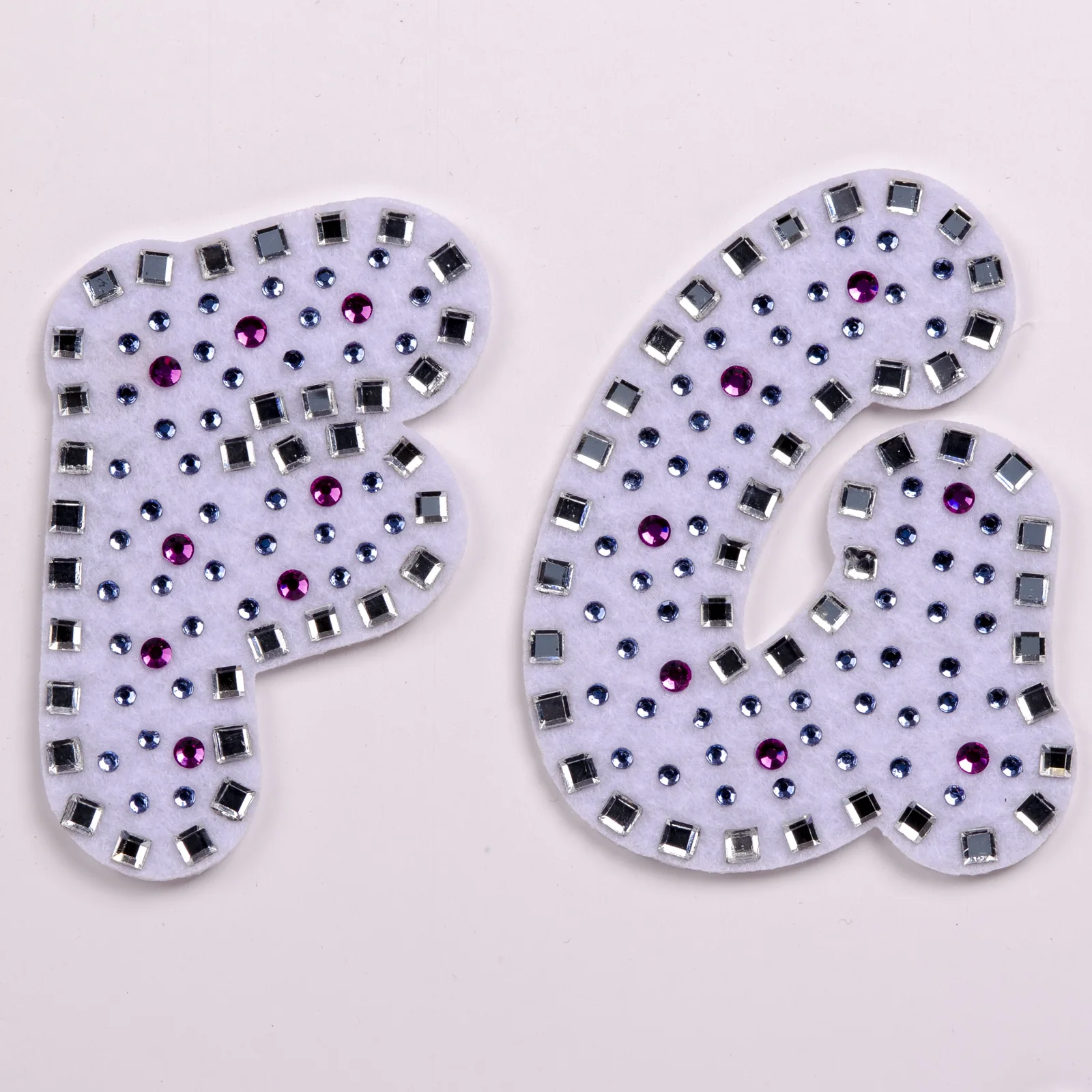 White-Base Letter Patches with Pastel Stone Dots, view 7