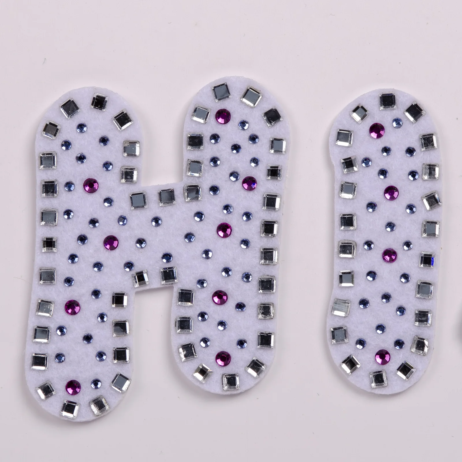 White-Base Letter Patches with Pastel Stone Dots, view 8