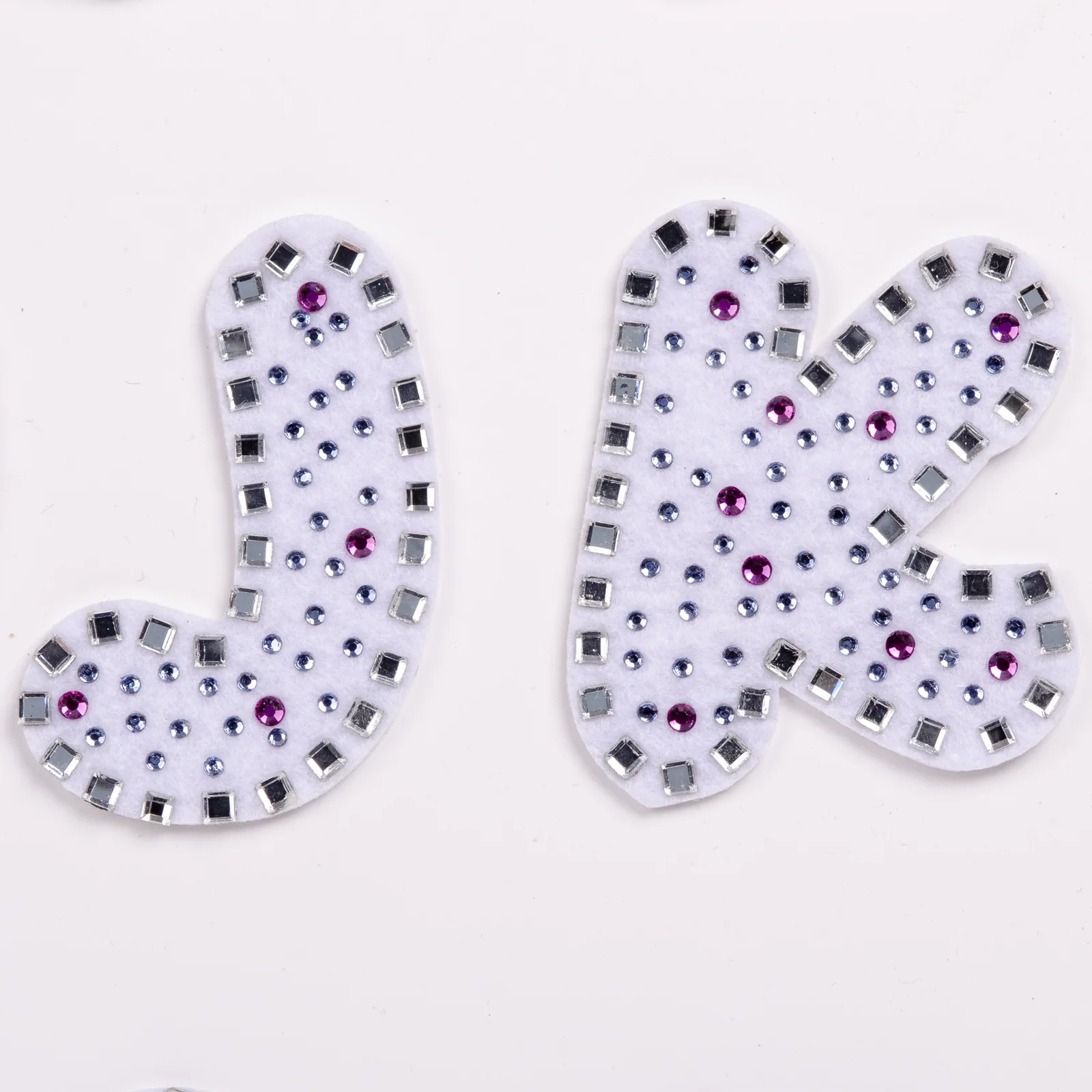 White-Base Letter Patches with Pastel Stone Dots, view 9
