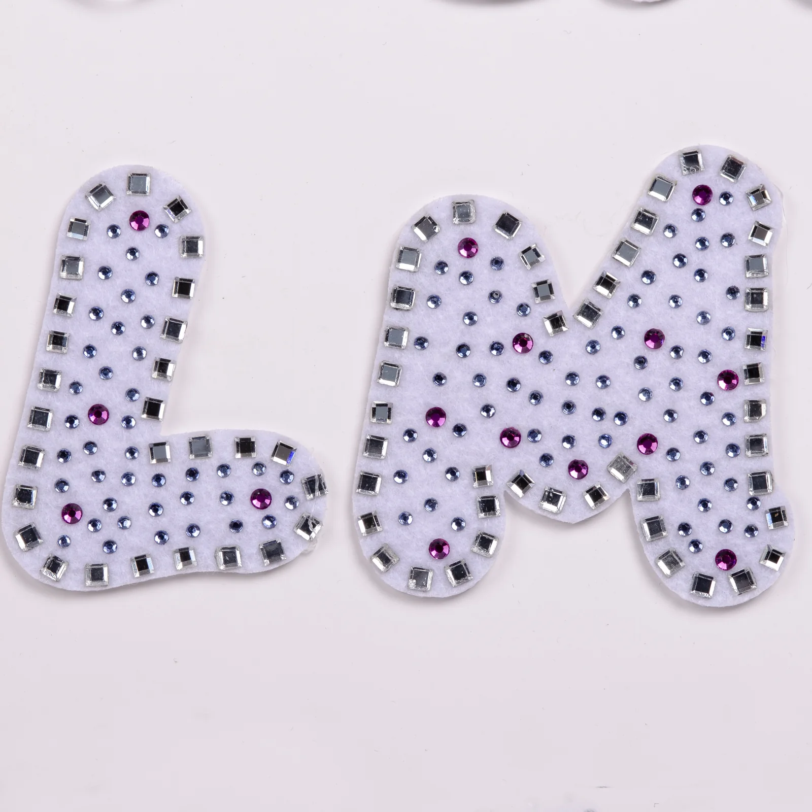 White-Base Letter Patches with Pastel Stone Dots, view 10