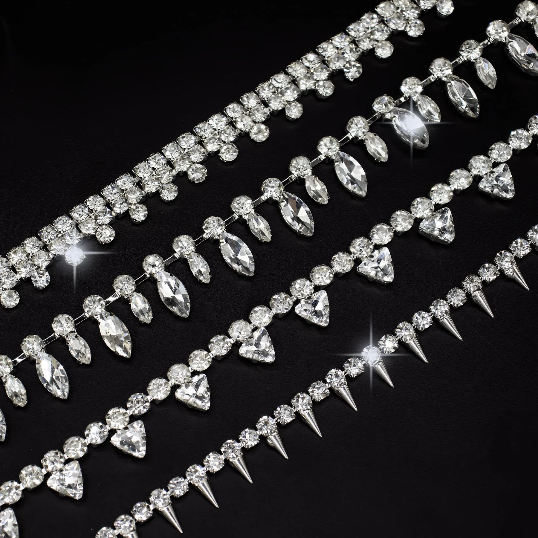 Geometric Rhinestone Drop Chain Assortment