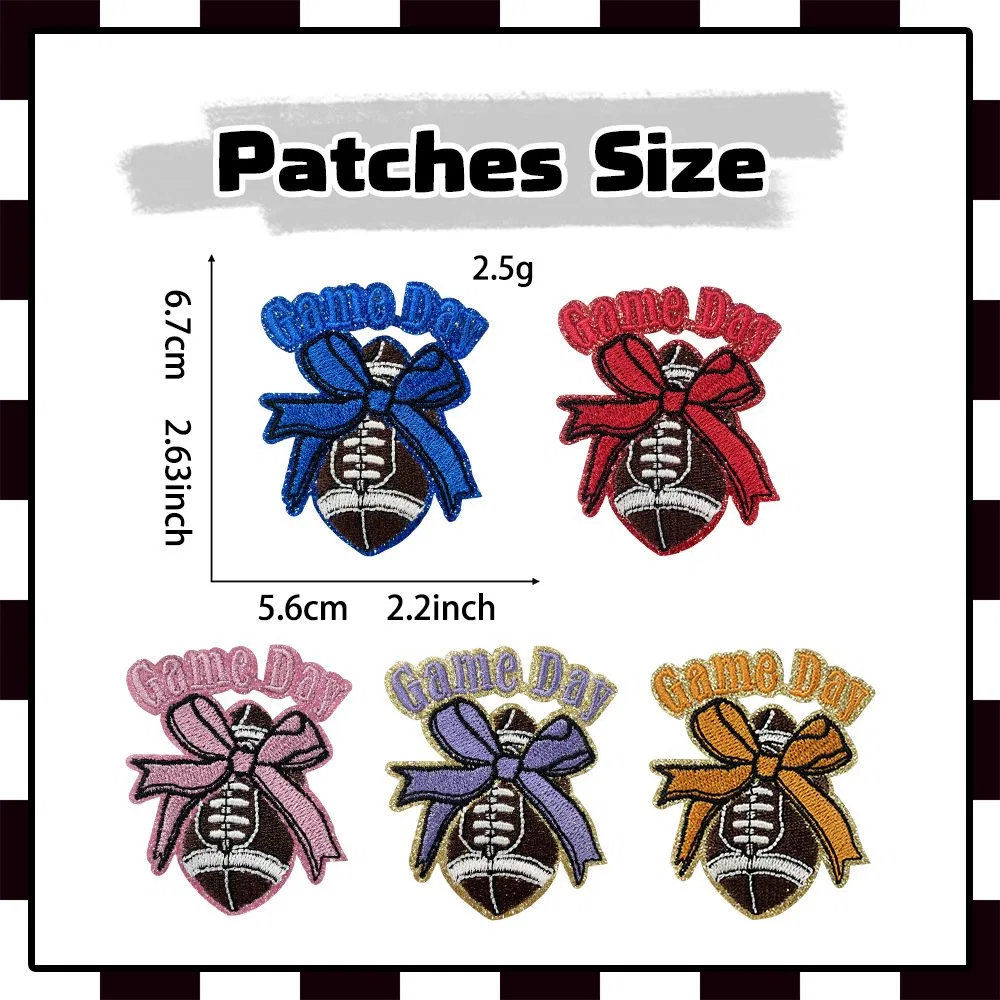 Glitter Bow, Football and Bee Embroidered Patch