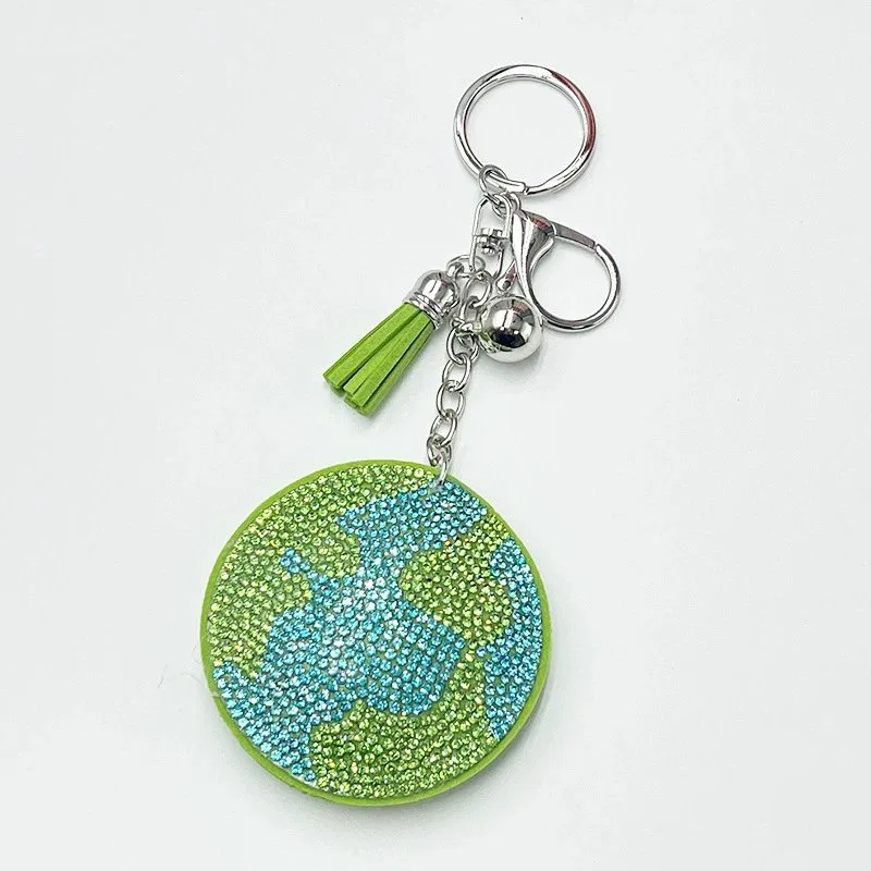 Green Earth Rhinestone Keychain