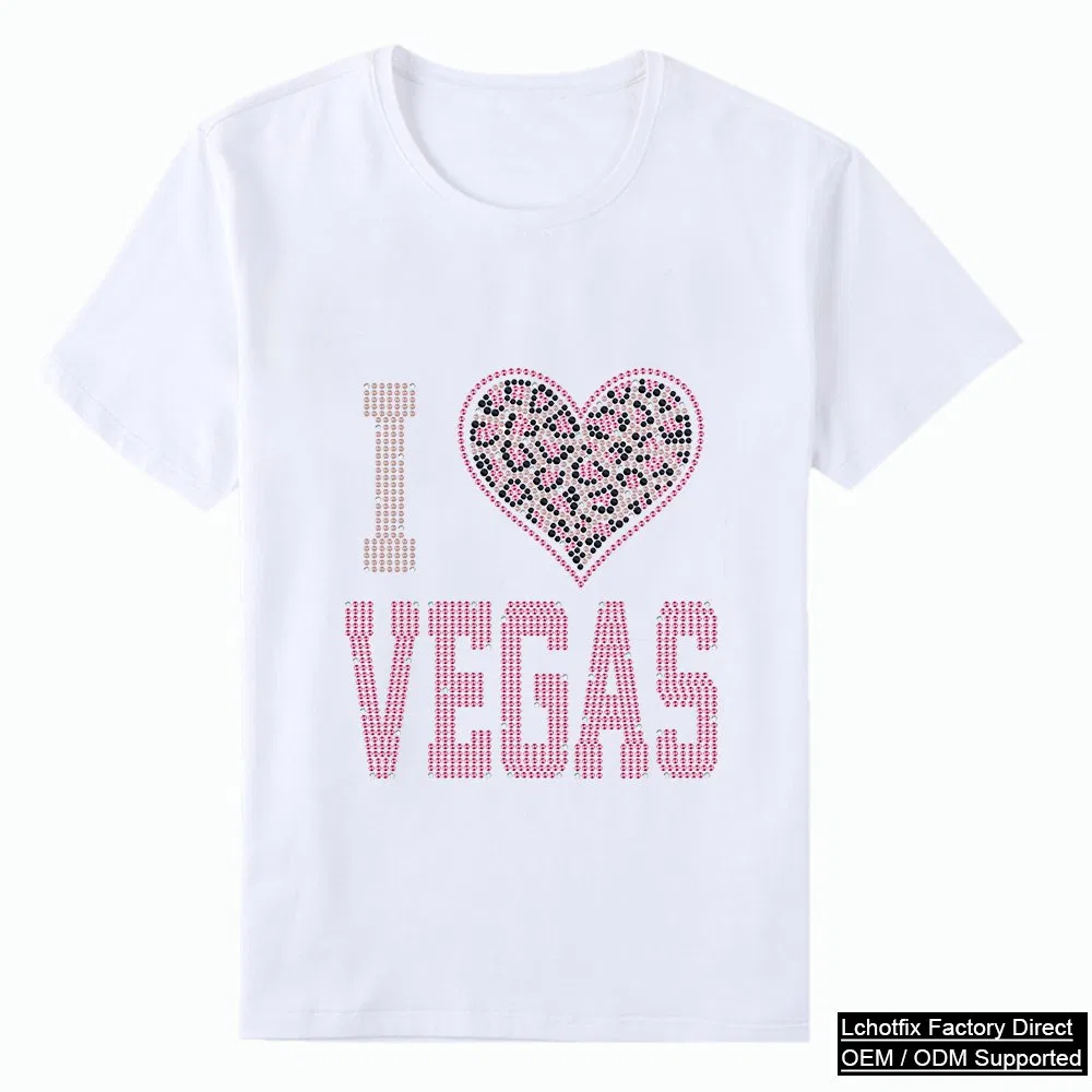 I Love Vegas Rhinestone Heat Transfer T-Shirt