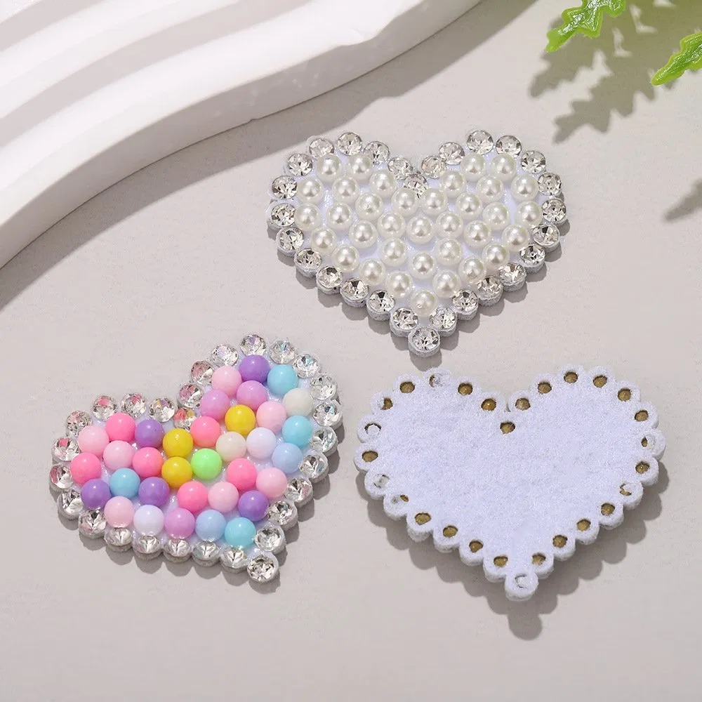 Korean Full Rhinestone Pearl Heart Patch