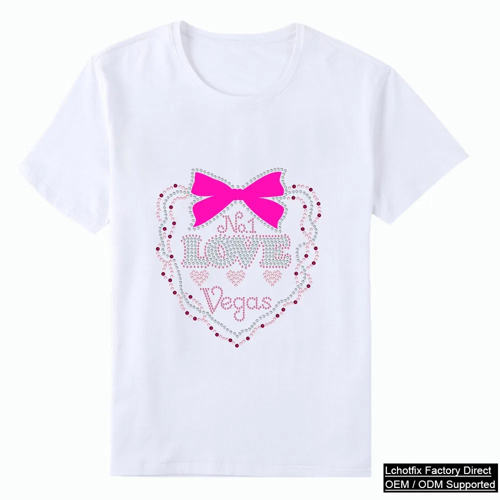 Las Vegas Bow & Heart Rhinestone T-Shirt
