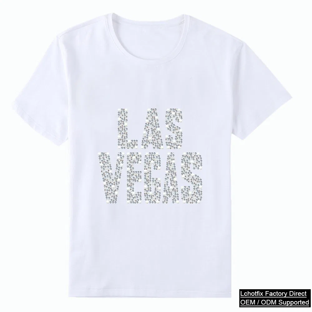 Las Vegas Full Crystal Letter Rhinestone T-Shirt