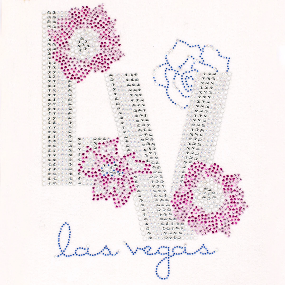 Las Vegas LV Floral Rhinestone Heat Transfer
