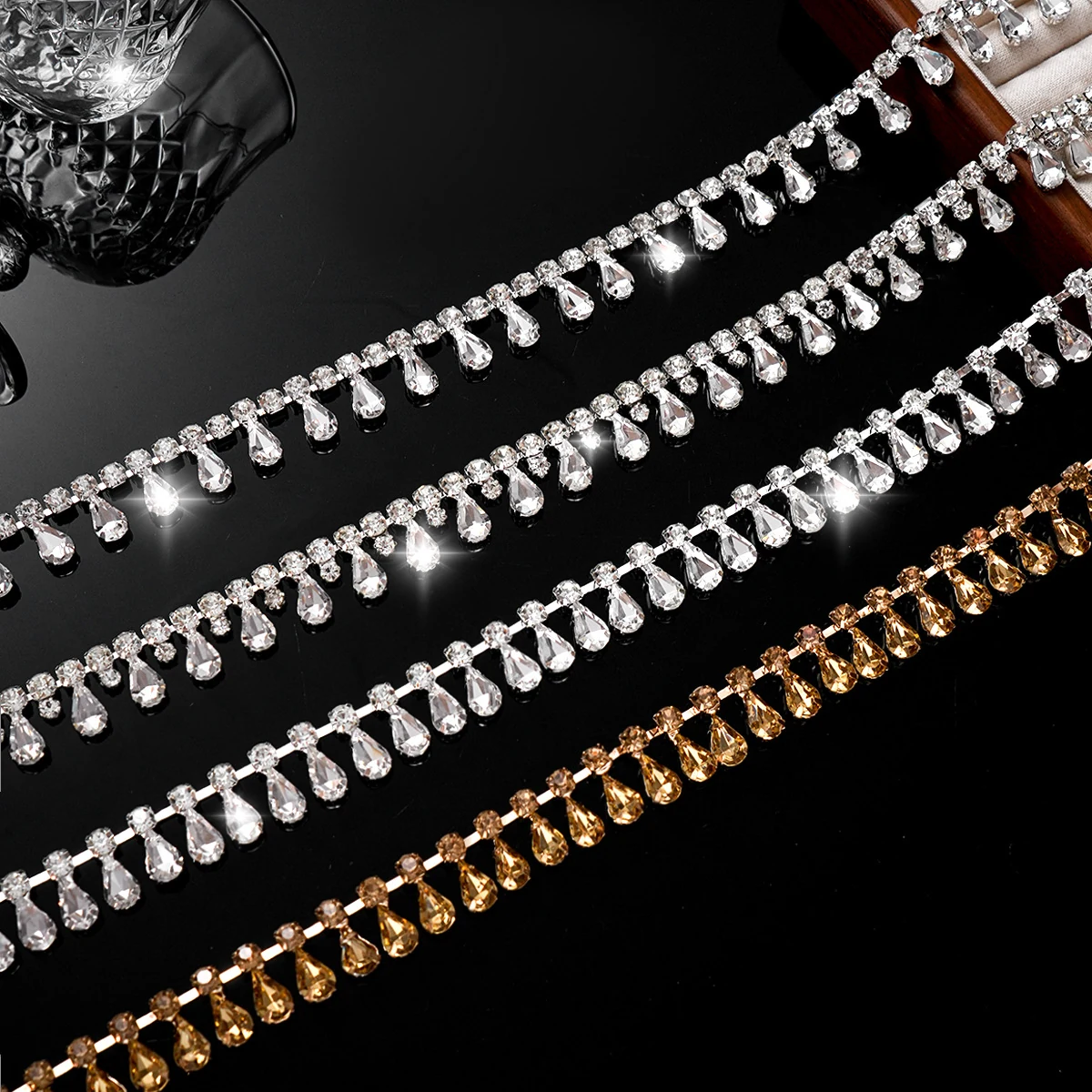 Marquise Drop Rhinestone Fringe Chain