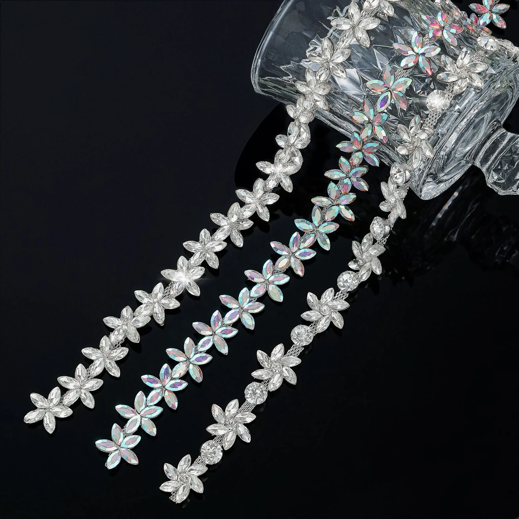 1.8 cm Marquise Flower Rhinestone Chain