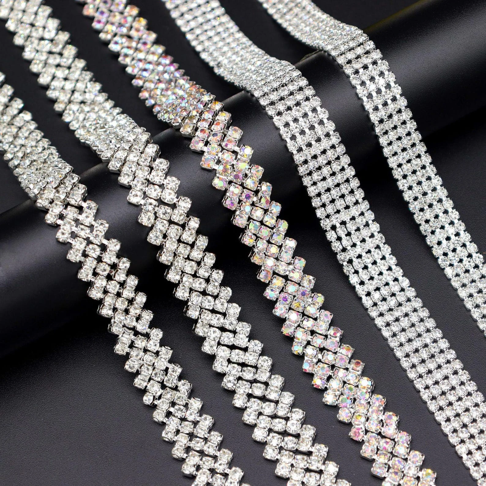 Multi-Row Rhinestone Chain Trim by the Yard