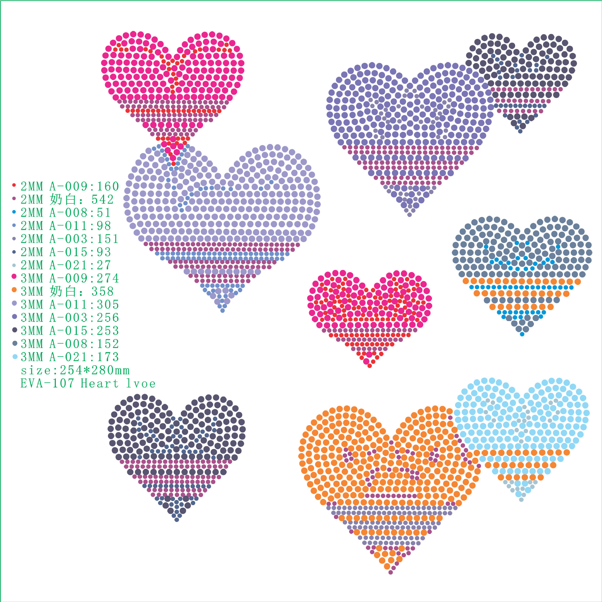 Multicolor Octagon Heart Heat Transfer