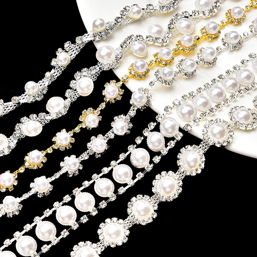 Nine-Pattern Pearl Rhinestone Chain Trim