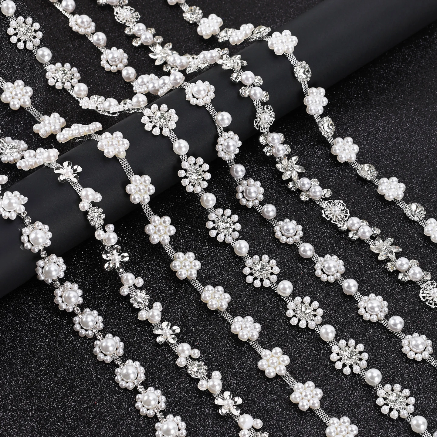 Pearl Flower Rhinestone Chain Assortment