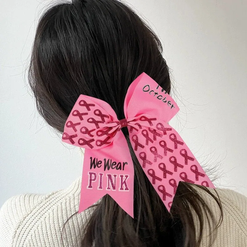 Pink Ribbon Bow Hair Tie