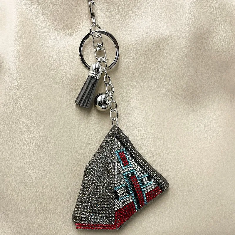 Rhinestone Camping Tent Keychain with Tassel