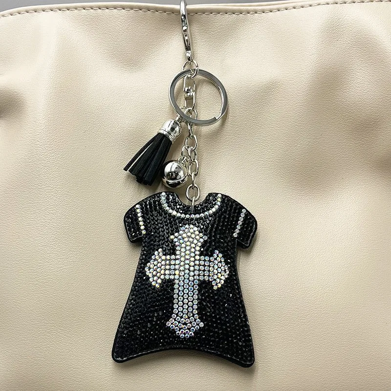 Rhinestone Cross Dress Keychain