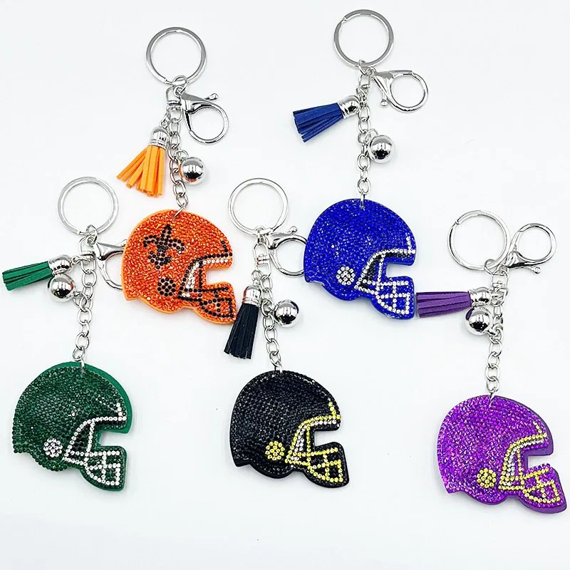 Rhinestone Football Helmet Keychain
